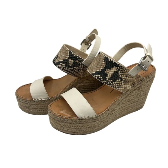 Dolce Vita Spiro Two Band Espadrille Wedge Sandals Off-white / Snake Skin Size 9 - Picture 4 of 9